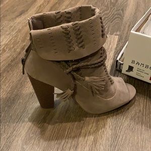 Taupe peep-toe booties